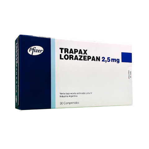 Trapax Lorazepam 2.5 mg Pfizer Caja x 30 Comprimidos