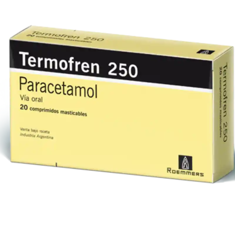 Termofren Paracetamol 250 mg Roemmers Caja x 20 Comprimidos Masticables