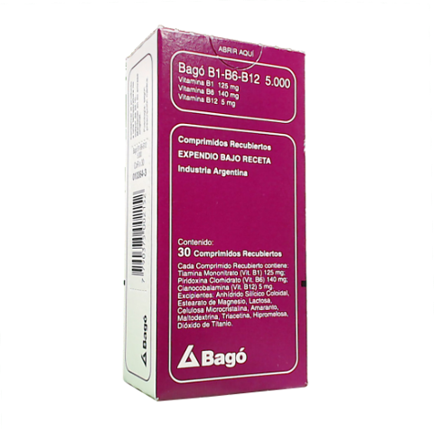 Bagó B1 B6 B12 5000 B Ver Formula Bagó Caja x 30 Comprimidos