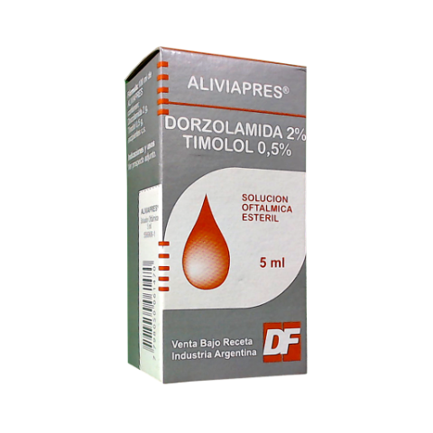 Aliviapres Dorzolamida + Timolol 2%/0,5% Denver Farma Solución Oftálmica x 5 ml