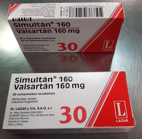 Simultan Valsartan 160 mg Lazar y Cia Caja x 30 Comprimidos