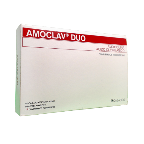 Amoclav Duo Amoxicilina + Ácido Clavulanico 875mg/125 mg Casasco Caja x 14 Comprimidos