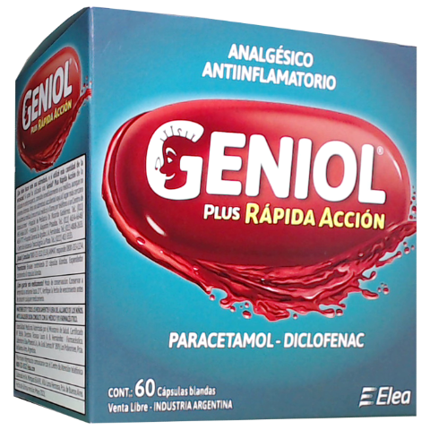 Geniol Plus Paracetamol + Diclofenaco Sódico 300mg/25mg Elea Phoenix Caja x 60 Cápsulas