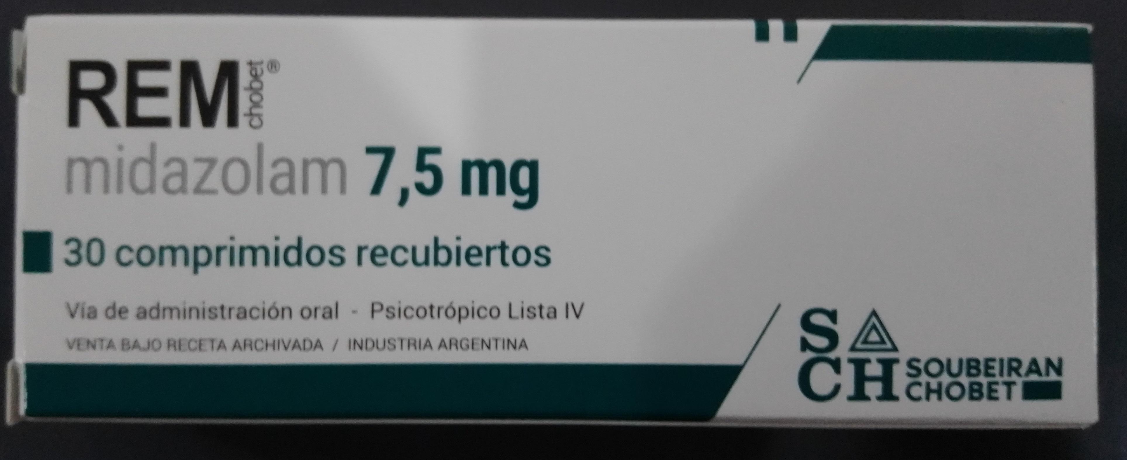 Rem Chobet Midazolam 7,5 mg Soubeiran Chobet Caja x 30 Comprimidos