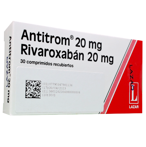 Antitrom Rivaroxaban 20 mg Lazar y Cia Caja x 30 Comprimidos