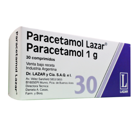 Paracetamol 1000 mg Lazar y Cia Caja x 30 Comprimidos