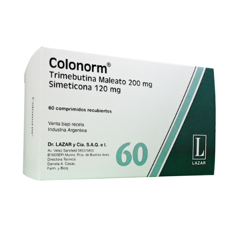Colonorm Trimebutina + Simeticona 200mg/120mg Lazar y Cia Caja x 60 Comprimidos