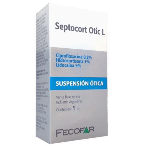 Septocort Otic L Ciprofloxacina + Hidrocortisona + Lidocaína Fecofar ...