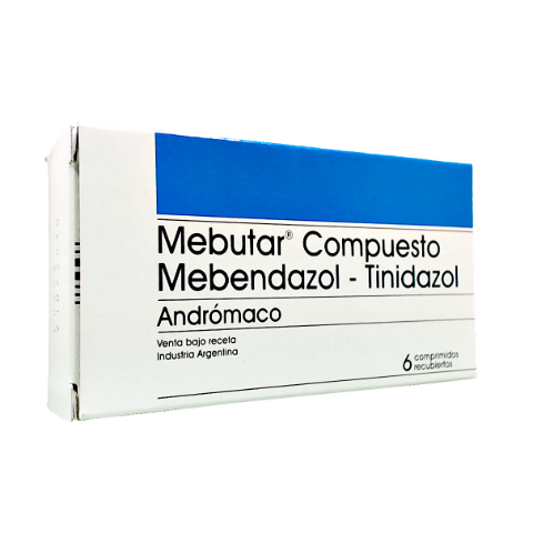 Mebutar Tinidazol + Mebendazol 200mg/200mg Andrómaco Caja x 6 Comprimidos