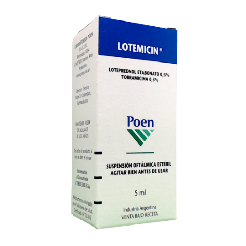 Lotemicin Tobramicina + Loteprednol 0,3%/0,5% Poen Suspensión Oftálmica Frasco x 5 ml