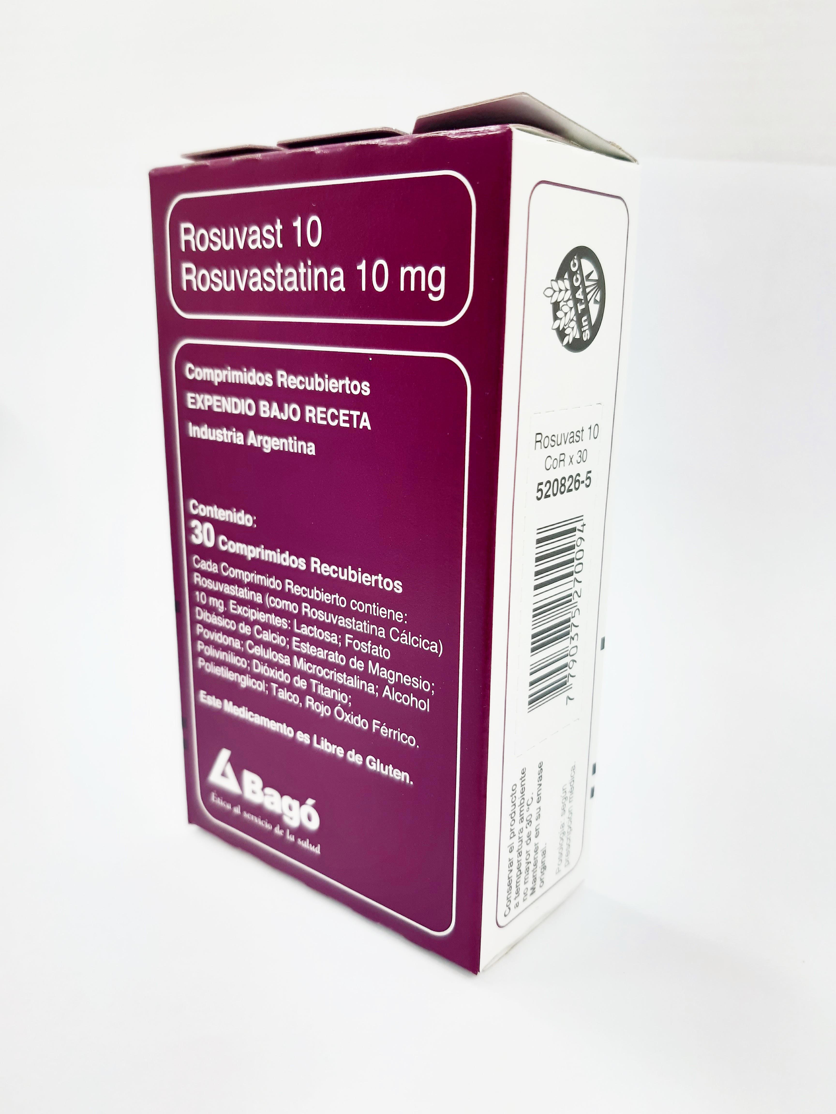 Rosuvast Rosuvastatina 10 mg Bagó Caja x 30 Comprimidos