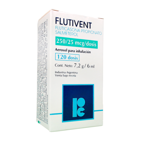 Flutivent Fluticasona + Salmeterol 25mcg/250mcg Cassará Aerosol x 120 Dosis