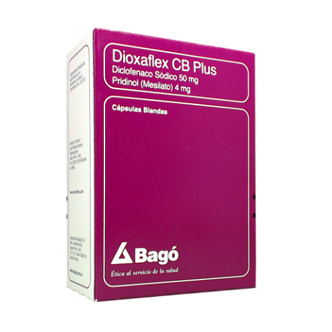Dioxaflex Cb Plus Diclofenaco Sódico + Pridinol Mesilato 50 mg/4 mg Bagó Caja x 15 Cápsulas