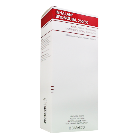 Inhalan Bronquial Fluticasona + Salmeterol 50mcg/250 mcg Casasco Caja x 60 Comprimidos