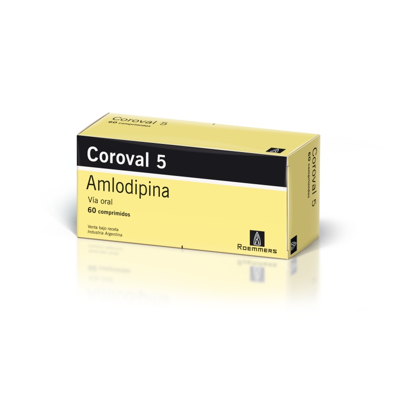 Coroval Amlodipina 5 mg Roemmers Envase x 60 Comprimidos