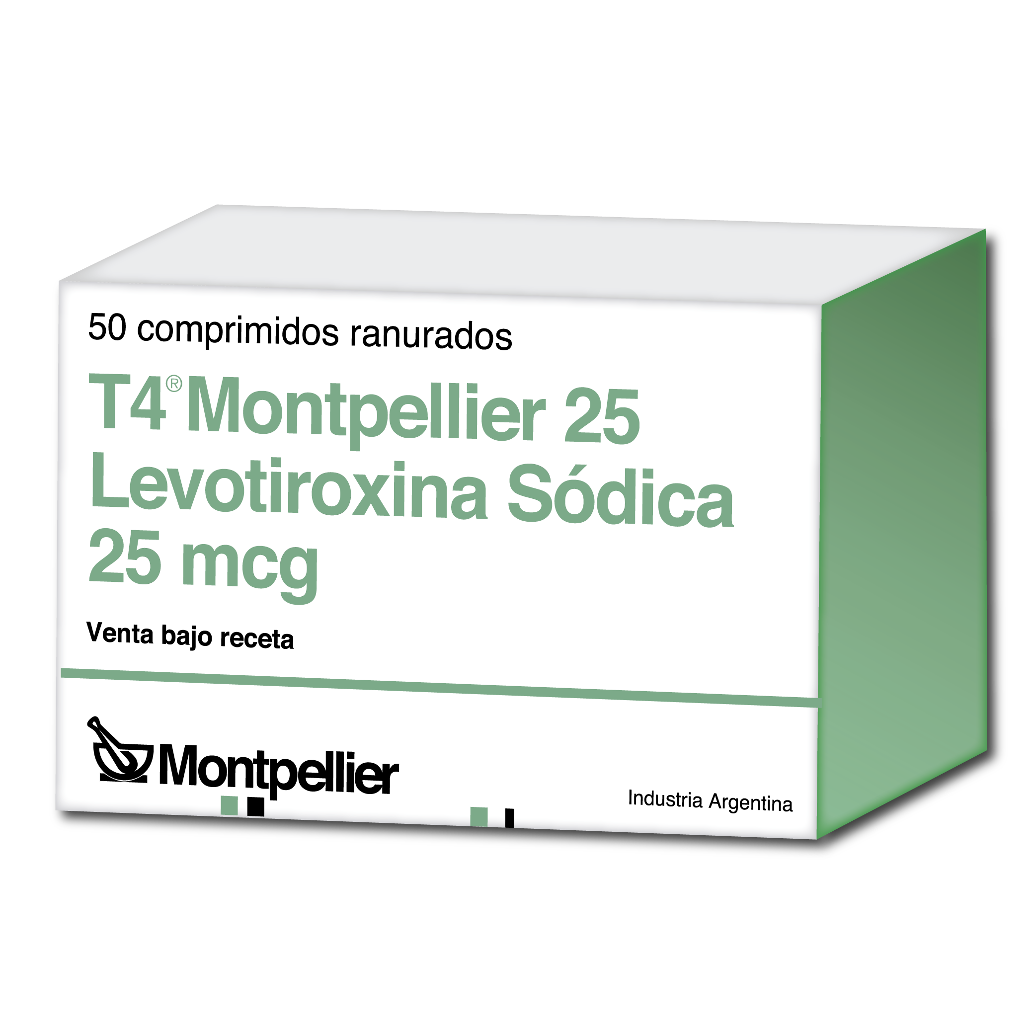T4 Montpellier 25 Levotiroina 25 mcg Montpellier Caja x 50 Comprimidos