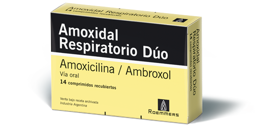 Amoxidal Respiratorio Duo Ambroxol + Amoxicilina 60mg/875mg Roemmers Caja x 14 Comprimidos