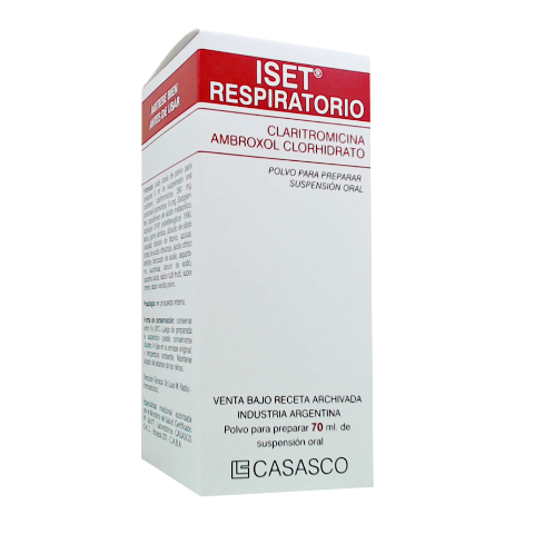 Iset Respiratorio Claritromicina 250mg/5ml Casasco Suspensión Oral x 70 ml
