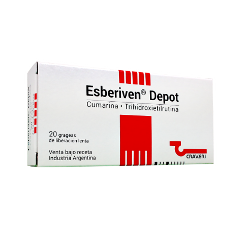 Esberiven Trihidroxietilrutina + Cumarina 90 mg/15 mg Craveri Caja x 20 Grageas