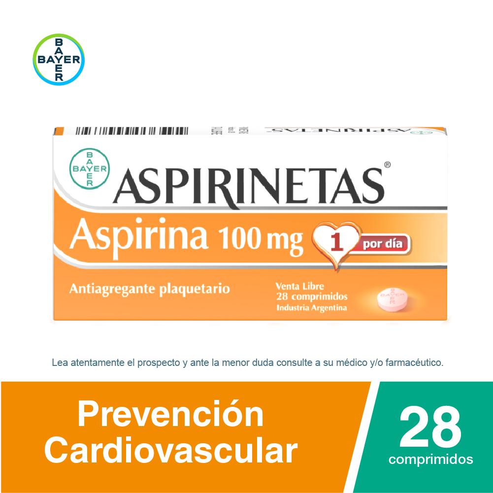 Aspirinetas Ácido AcetilSalicílico 100 mg Bayer Caja x 28 Comprimidos