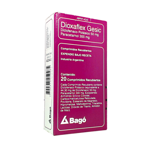 Dioxaflex Gesic Paracetamol + Diclofenaco Potásico 300mg/50mg Bagó Caja x 20 Comprimidos
