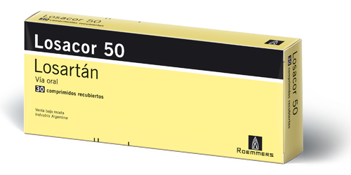 Losacor Losartan 50 mg Roemmers Caja x 60 Comprimidos