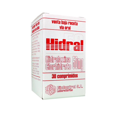 Hidral Hidralazina Clorhidrato 50 mg Austral Caja x 30 Comprimidos