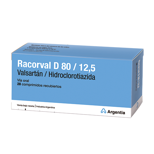 Racorval D Valsartan + Hidroclorotiazida 80mg/12,5mg Roemmers Caja x 28 Comprimidos
