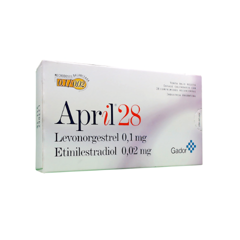 April Etinilestradiol + Levonorgestrel 0,02mg/0,10mg Gador Caja x 28 Comprimidos