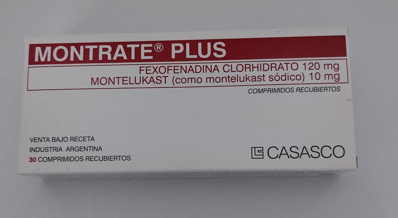 Montrate Plus Feofenadina + Montelukast 120mg/10mg Casasco Caja x 30 Comprimidos