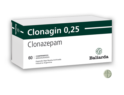 Clonagin 0.25 Clonazepam 0.25 mg Baliarda Caja x 60 Comprimidos