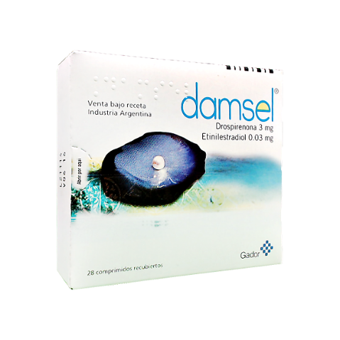 Damsel Drospirenona + Etinilestradiol 3mg/0,03mg Gador Caja x 28 Comprimidos