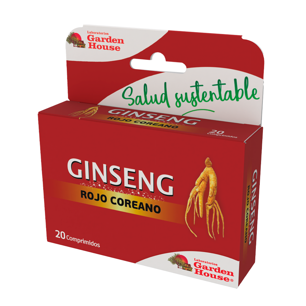 Ginseng Rojo Coreano Ginseng Extracto + Vitamina B1 250mg/0,30mg Garden House Caja x 20 Comprimidos