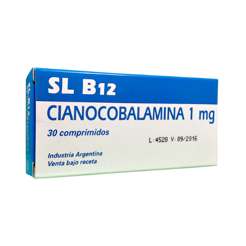 SL B12 Cianocobalamina 1 Mg Dominguez Caja x 30 Comprimidos