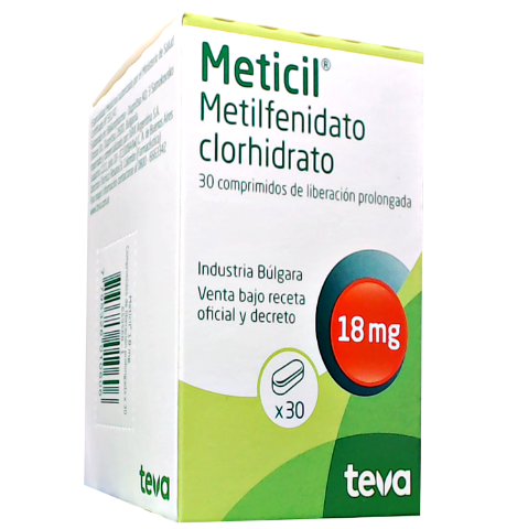 Meticil Metilfenidato Clorhidrato 18 mg Ivax Caja x 30 Comprimidos